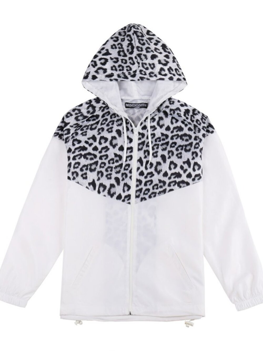 Women's Leopard Print Hooded Windbreaker Lightweight Waterproof Zip Up Jacket